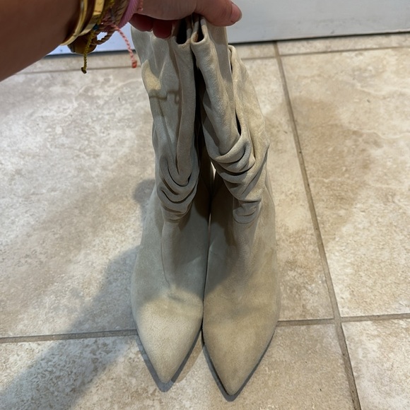 Paris Texas Angora Cream Suede Slouchy Heeled Boots 9/39 - Picture 6 of 9